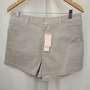 Rebecca Taylor Printed Shorts Size 12 Creme with Black Design NEW NWT $185